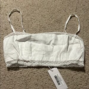 White Lace Trim Crop Top